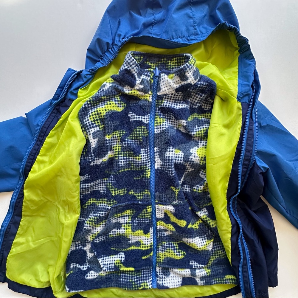 Eddie Bauer 3-in-1 full zip hooded jacket blue & green boys Mโ 10-12